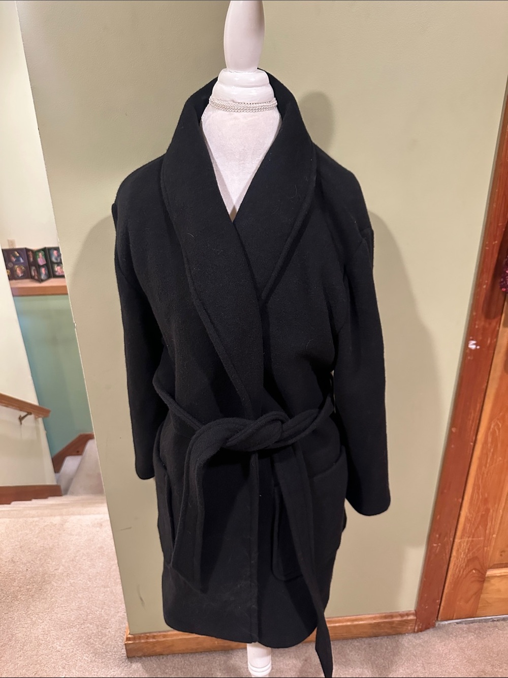 J. Crew Black Wrap Trench Coat with Belt